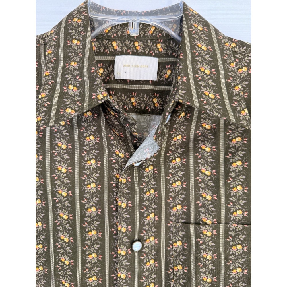 Aimé Leon Dore ALD Western Shirt Sz XS Pearl  Snap Front Striped Floral EUC - Picture 3 of 11